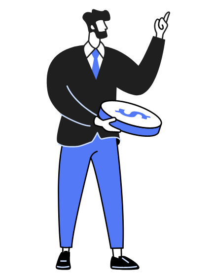 Gráfico de hombre con dinero